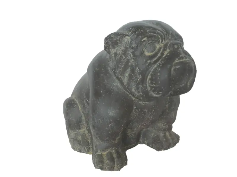 Product image of the product “Seated Bulldog, cast stone, antique finish. In the sizes from 30 to 40cm. ”